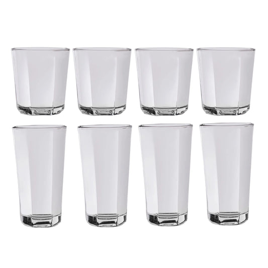 Leila Glass Drinkware, 12 Ounce & 16 Ounce, Set of 8
