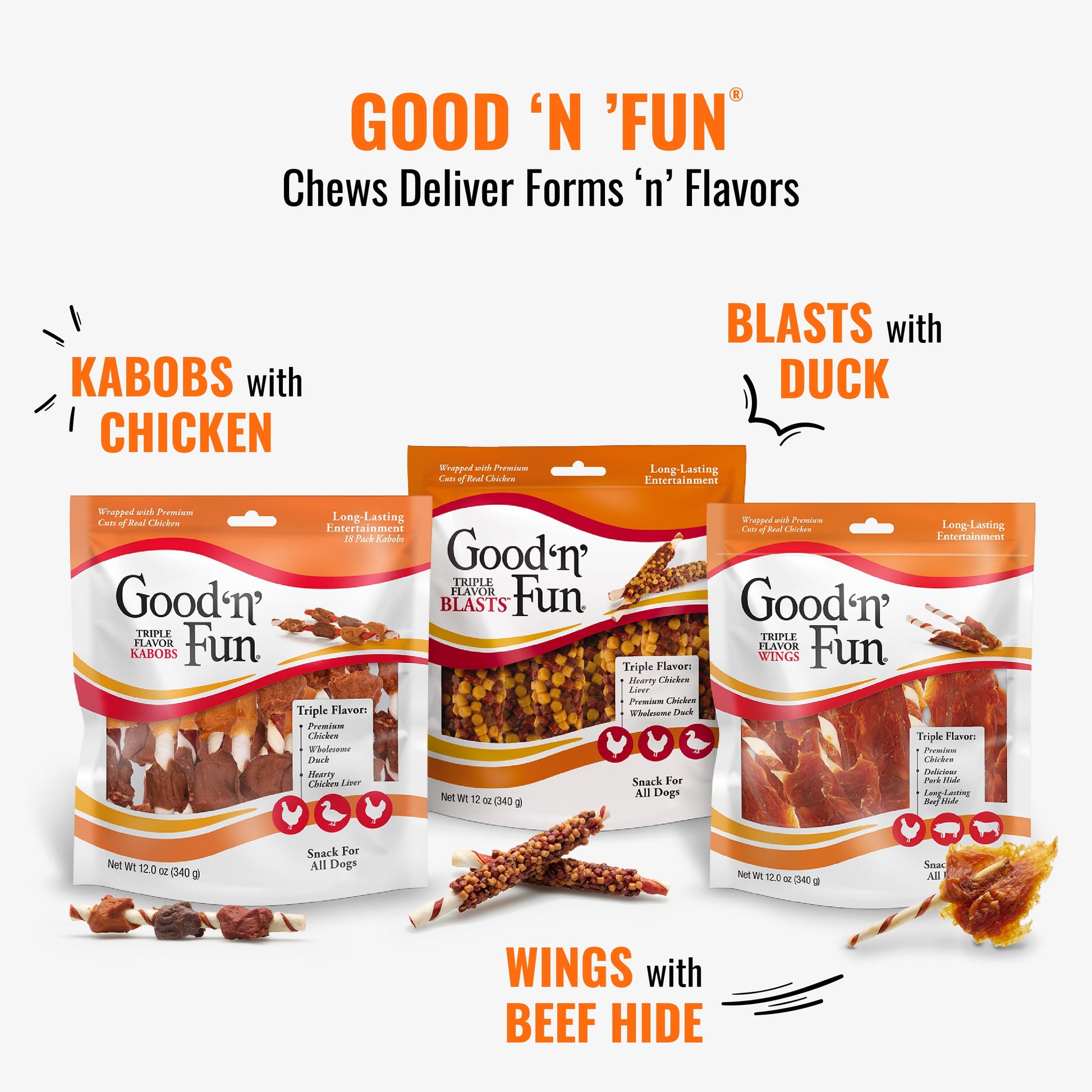 Triple Flavor Kabobs Rawhide Chews for Dogs, 4 Oz