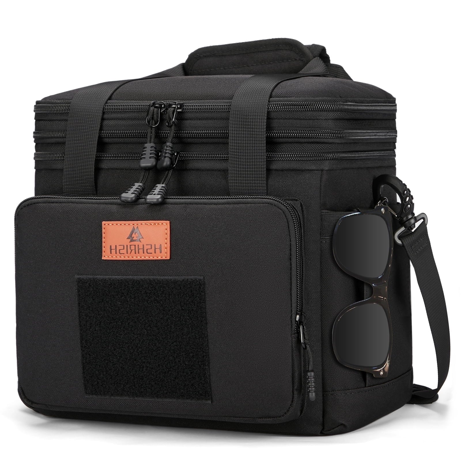 Tactical Lunch Bags, Large Expandable Insulated Lunch Box, Durable Waterproof Leakproof Cooler Bag for Adults/Men/Women/Work Outdoor Beach Trips, 20 Cans/15 L, Black