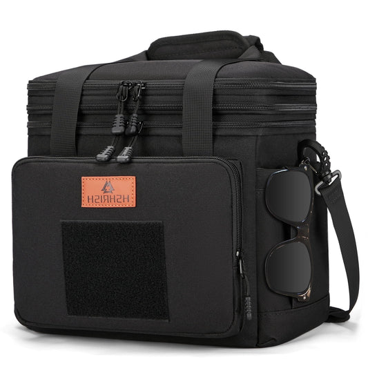 Tactical Lunch Bags, Large Expandable Insulated Lunch Box, Durable Waterproof Leakproof Cooler Bag for Adults/Men/Women/Work Outdoor Beach Trips, 20 Cans/15 L, Black