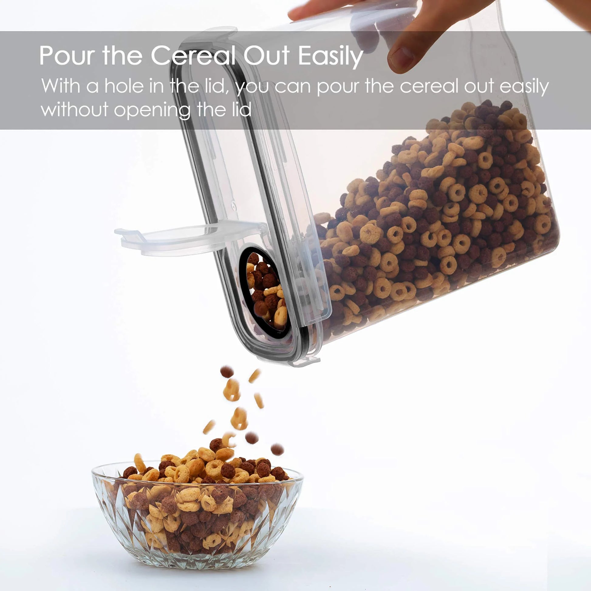 Cereal Storage Container Set of 4,  Airtight Food Storage Containers, 135.2 Fl Oz, Black