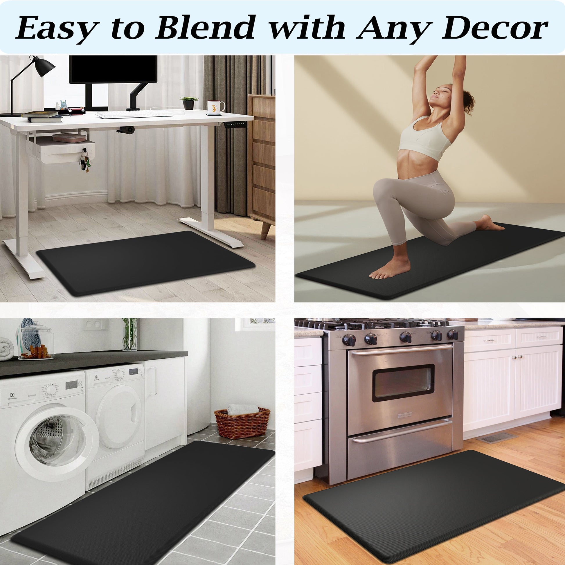 0.75" Thick anti Fatigue Mats for Kitchen, 17X28" Memory Foam Kitchen Mats Non Slip, Comfort Standing Mat Cushioned Floor Mat, Black