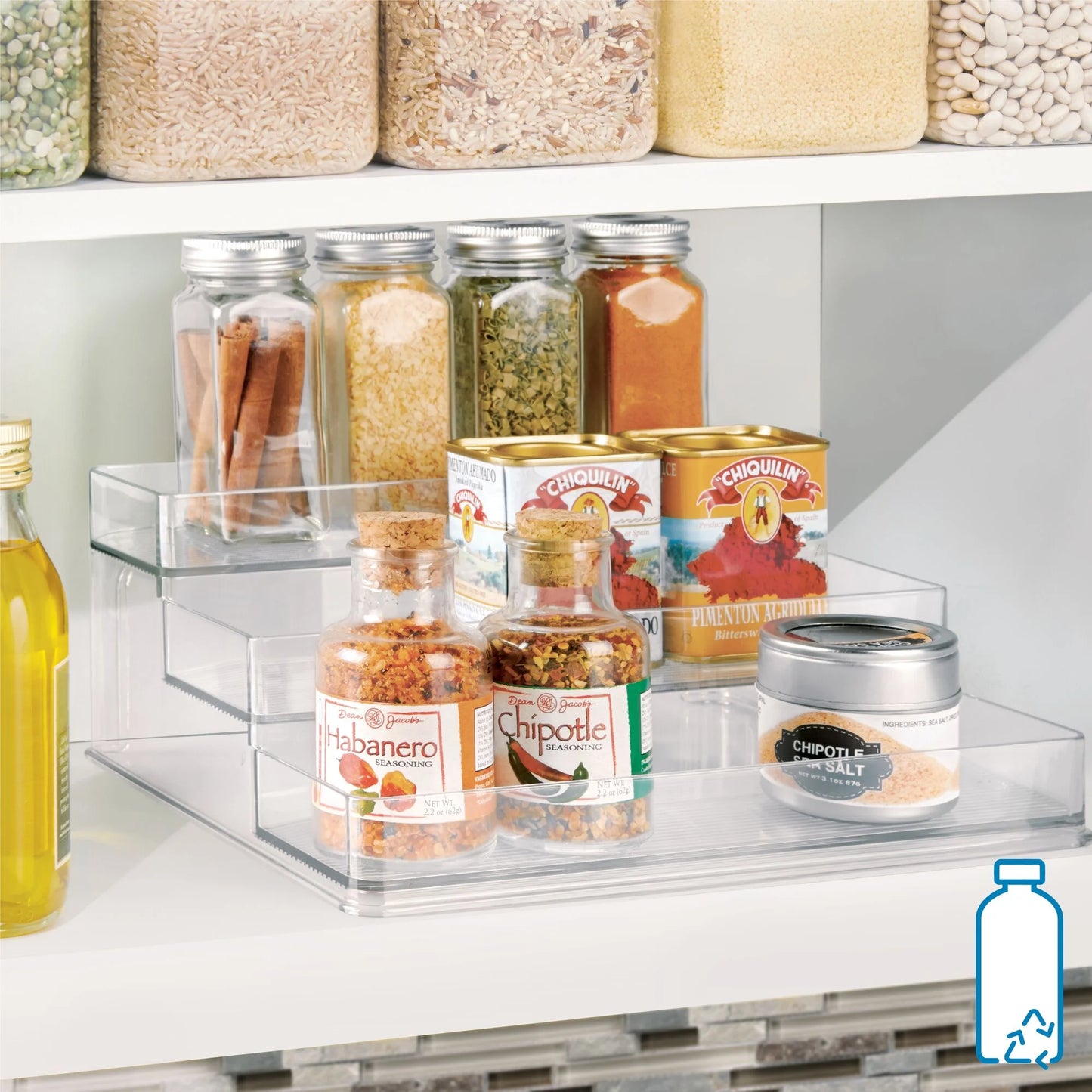Bpa-Free Plastic 3-Tiered Spice Kitchen Organizer, Clear