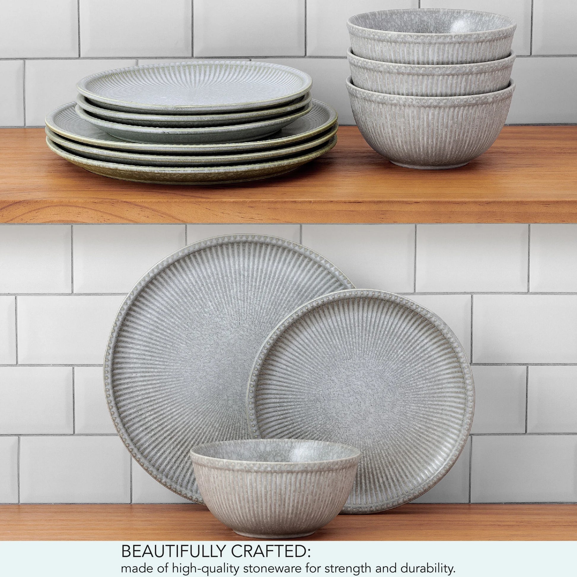 Stone 12-Piece Gray Dinnerware Set