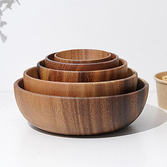 Wooden Serving Bowl - Elegant Design Ideal for Salad, Fruit, Candy, Handcrafted Home & Kitchen Decor Centerpiece