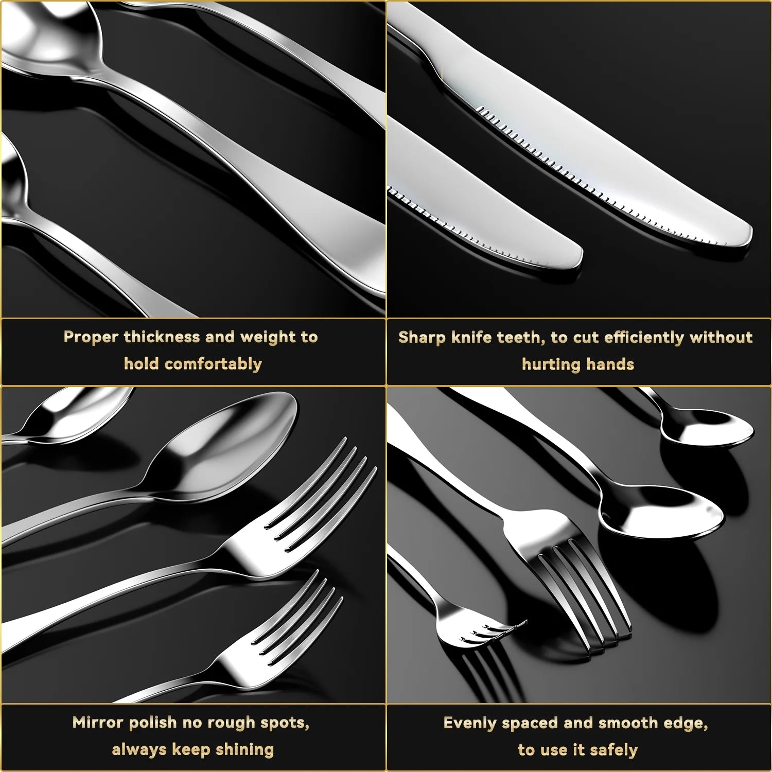 30 Pcs Silverware Set for 6,  Stainless Steel Flatware Tableware Set, Include Forks Spoons and Knives Set, Mirror Polished Cutlery Utensil Set for Home Restaurant, Dishwasher Safe