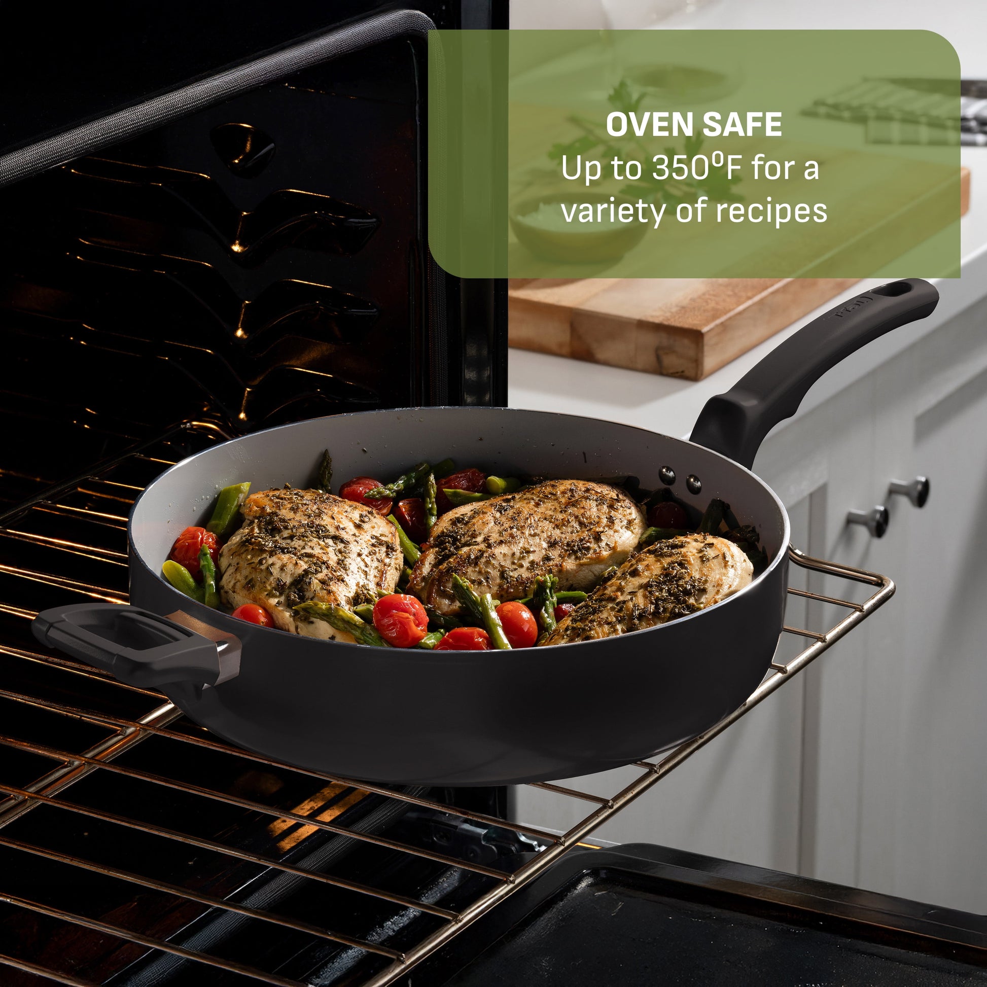 Kitchen Solutions 22-Piece Ceramic Cookware Set in Black