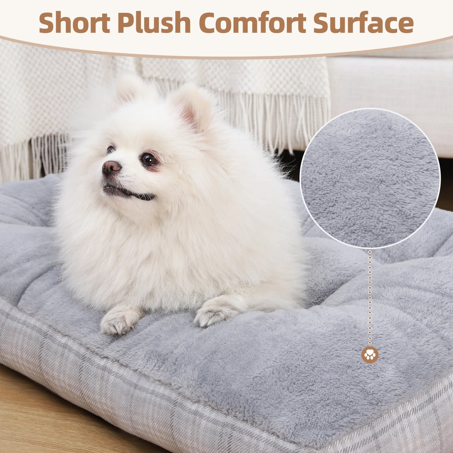 35-Inch Washable Dog Bed for Large Breeds with Anti-Slip Base and Durable Zipper, Ideal Pet Pad for Crates and Large Puppies