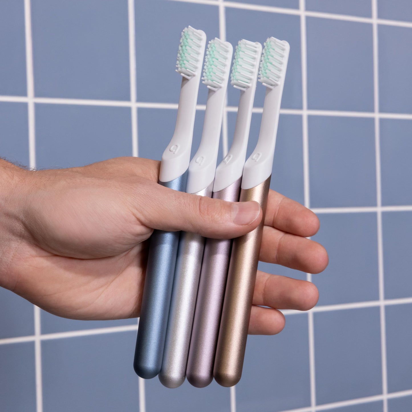 Quip Metal Sonic Electric Toothbrush for Adults - Time Travel & Soft Bristles with Travel Case & Replacement Brush Head - 3 Month Battery Life, Moonlight Champagne