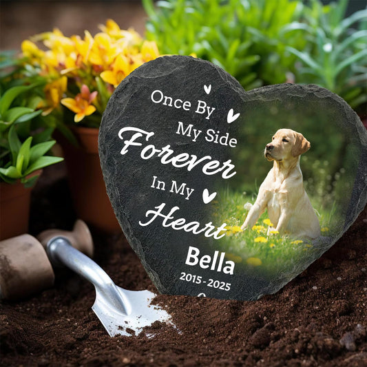 Surpriza Personalized Pet Memorial Heart Stone Plaque with Stand, Custom Photo Remembrance Tribute Gift，Dog Cat Loss Sympathy Bereavement Gifts