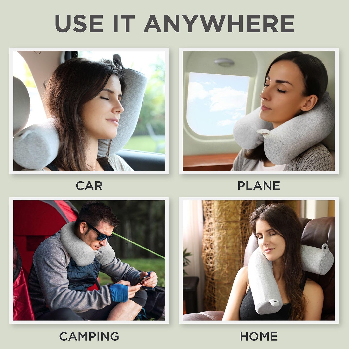 Dot&Dot Twist Memory Foam Travel Pillow for Airplane, Car and Home, Travel Neck Pillow for Sleeping, Airplane Pillow for Neck Support, Chin, Lumbar and Leg, Adjustable Bendable Neck Roll Pillow