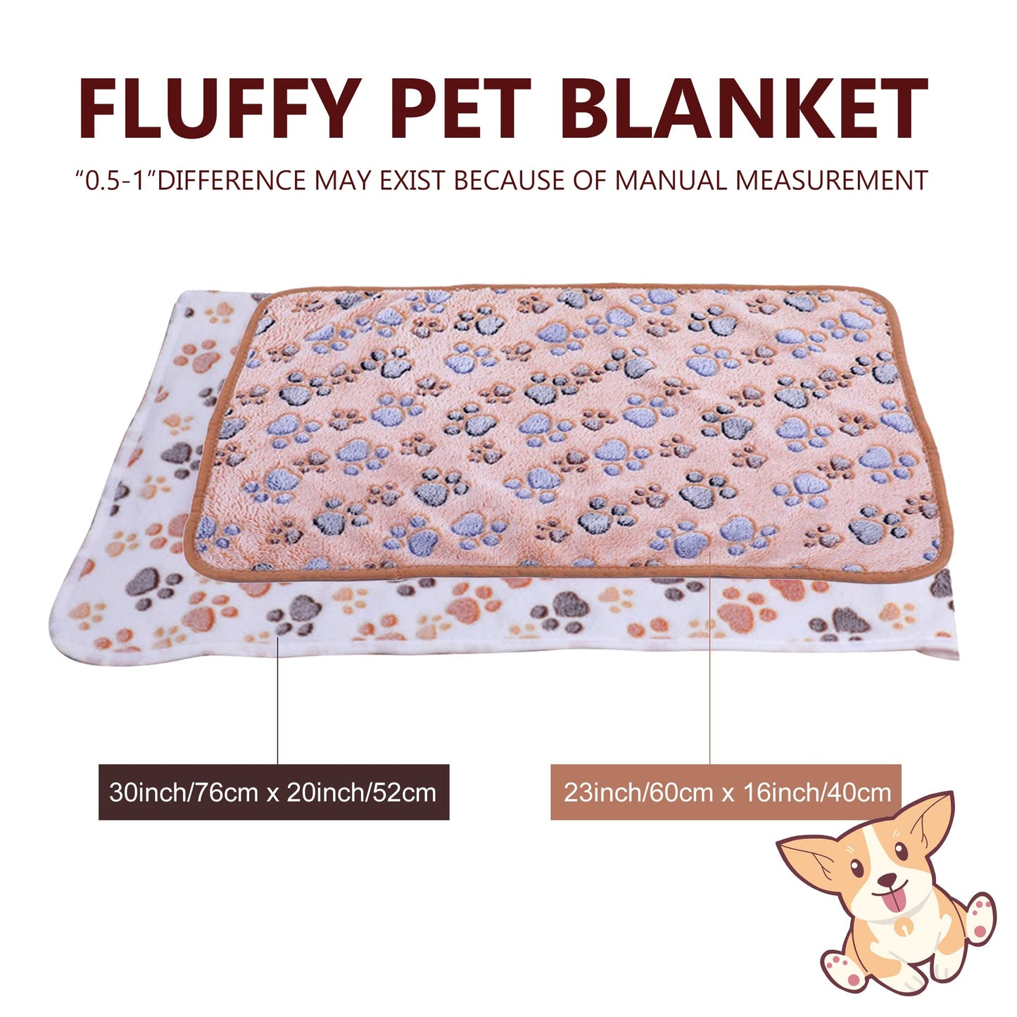 UTTPLL Blanket-Machine-Washable-Premium-Shedding Soft Warm Dog Blankets Puppy Essentials Animals Cat Fleece Fluffy Flannel Throw Pet Dog Gifts Cute Paw Purple Small