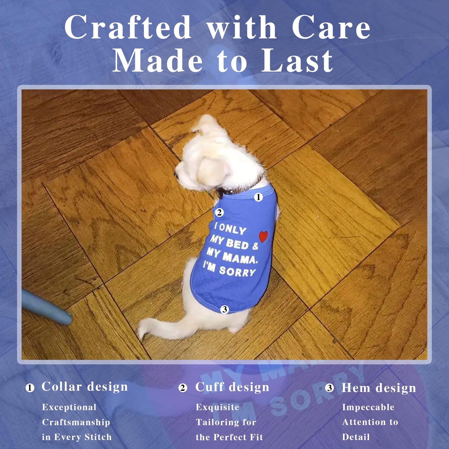 Stylish Cotton Dog Shirt with Print, Soft & Breathable, All-Season Comfort, Fits Most Breeds - Perfect Pet Apparel for Small, Medium, Large Dogs.Blue&m