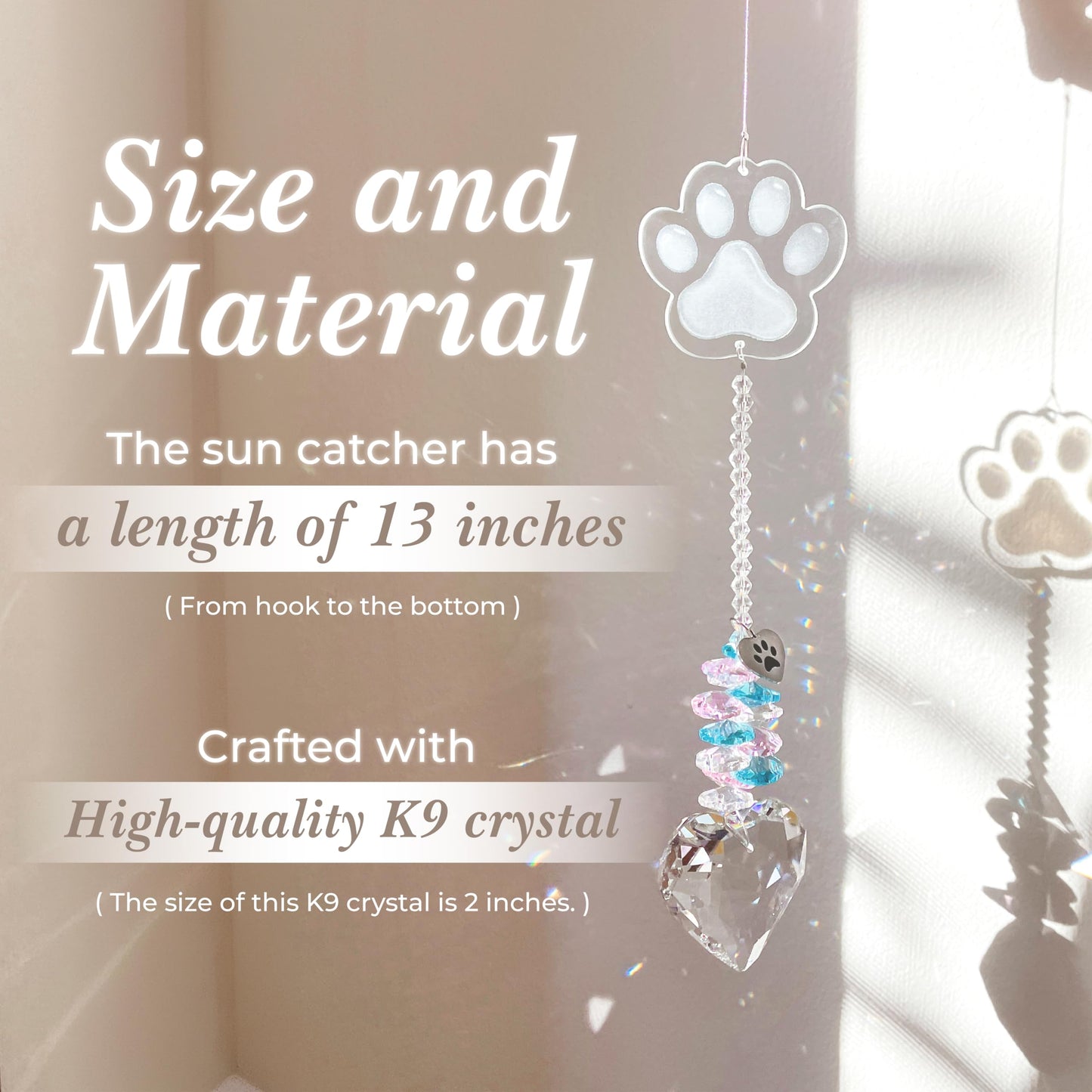 Dog Memorial Gifts for Loss of Dog Pet Sympathy Gift Suncatcher, Dog Memorial Gifts, Loss of Pet Memorial Keepsake - Dog Bereavement Gift - Clear