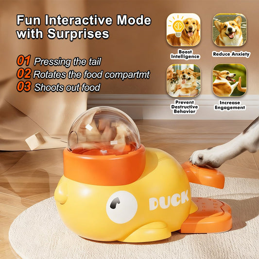 Fanosy Interactive Dog Toys Food Puzzle Slow Feeder, Cat Treat Dispenser Toy Duck-Shaped Enrichment Toy for Small Medium Dogs and Cats, IQ Training and Exercise Small Animal Bowls