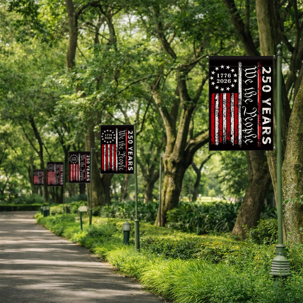 250th Anniversary Garden Flag, 250 Anniversary USA Flag American We the People 250 Years Patriotic Banner 1776-2026 Commemorative 4th of July Yard Sign Double-Sided Waterproof Garden Flag 12x18 Inch