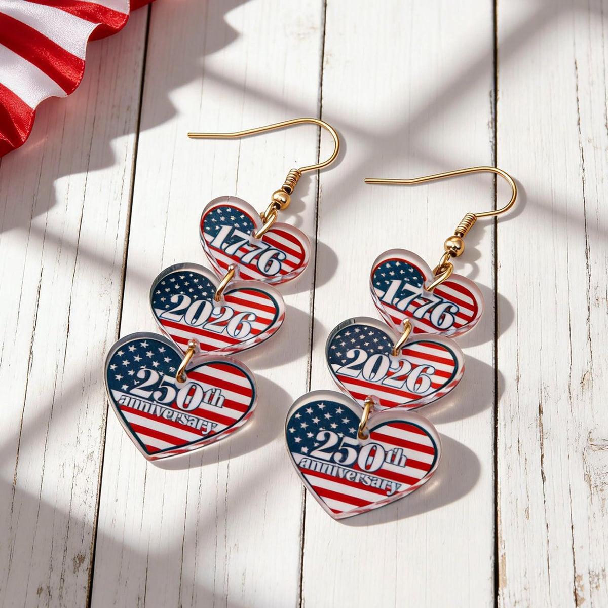 250 Anniversary USA Merchandise 4th of July Outfits Shirt Decorations Patriotic Earrings USA 250th Anniversary Merchandise 4th of July Dresses Jewelry Accessories Gift Red White Blue USa Earrings