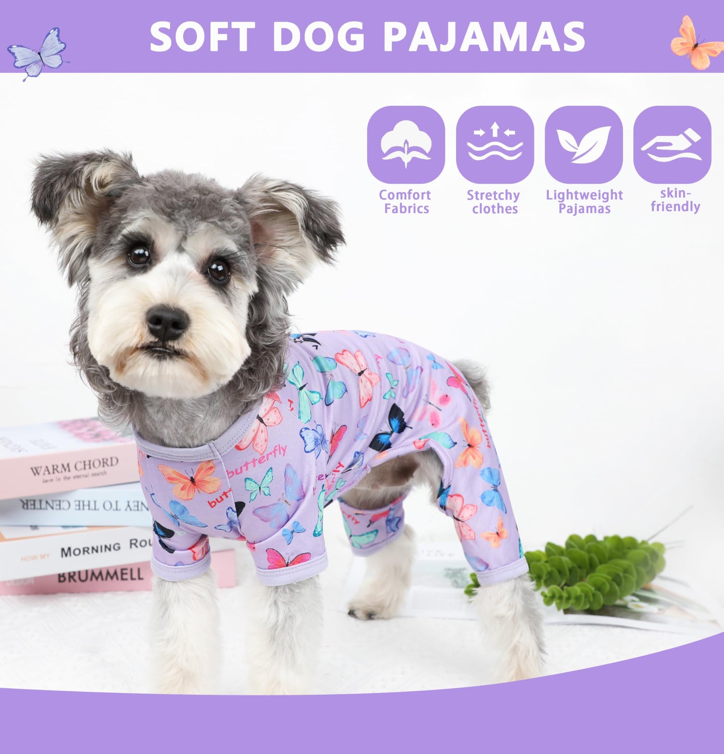 Dog Pajamas Spring Summer Dog Clothes for Small Medium Dogs Girl Boy Cute Soft Puppy Pjs Clothes Doggie Onesies Cat Pet Outfit(Violet,XS)