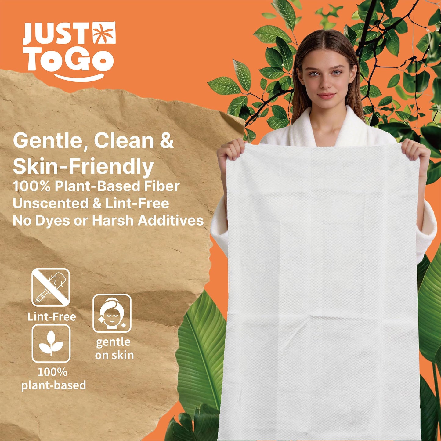 Just To Go Disposable Compressed Bath Towels 3 Pack, Large 55 x 27.5 in, Ultra Soft Thick Absorbent Non-Woven Towels, Individually Wrapped for Camping, Gym, Hiking,Travel Essentials