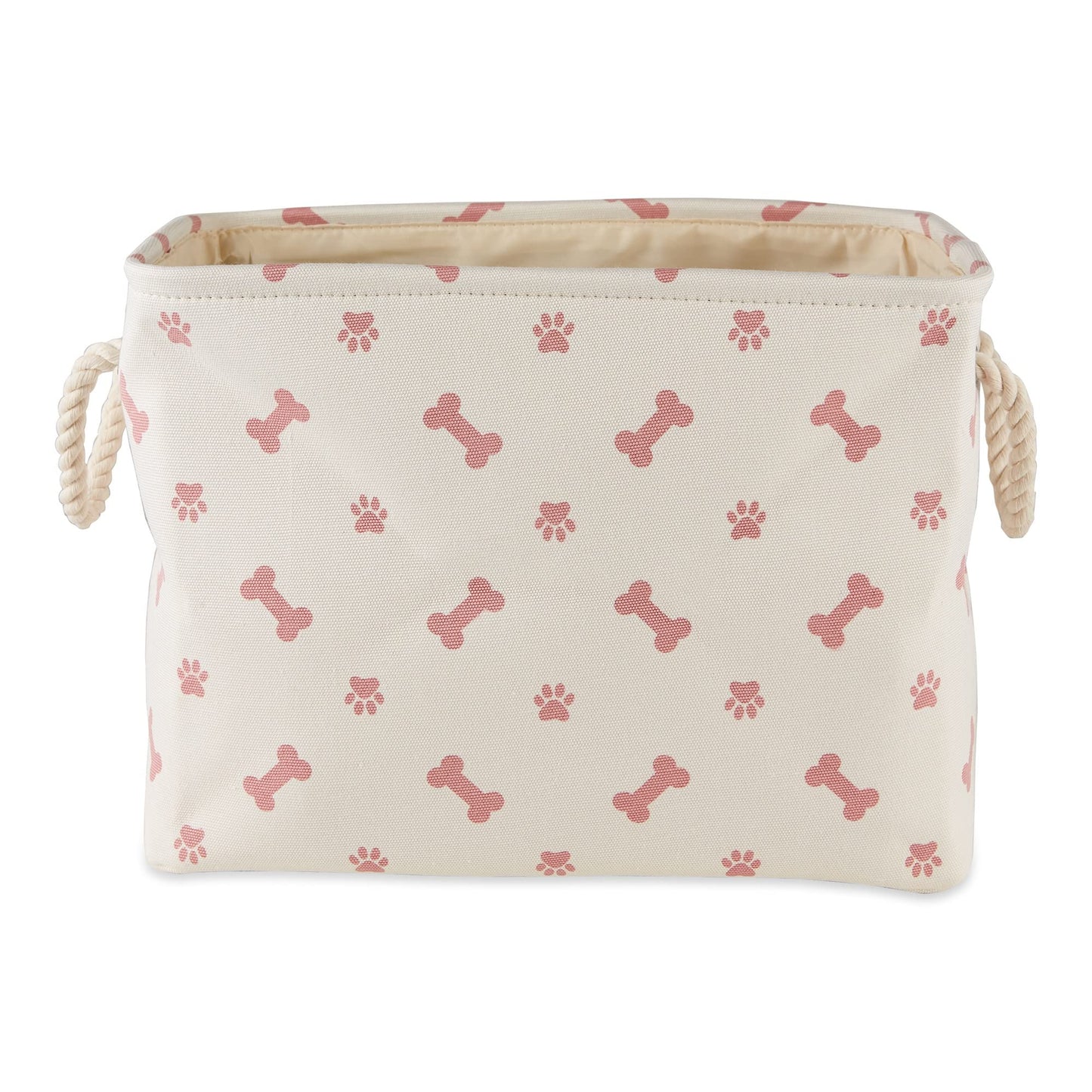 Bone Dry Pet Storage Collection Paw and Bone Print, Small Rectangle, 14x8x9", Rose