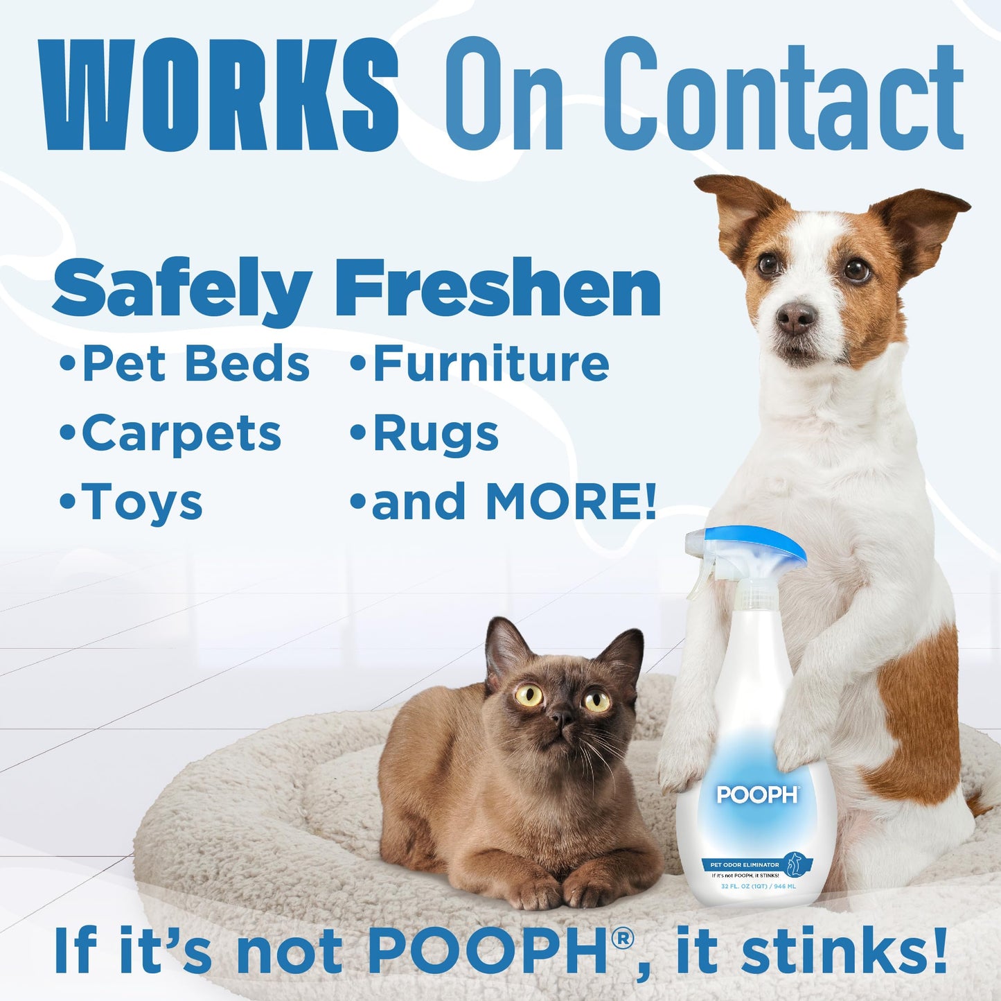 POOPH® Pet Odor Eliminator Spray - Patented NO Fragrance NO Harsh Chemicals Organic Odor Eliminator Works On-Contact Home, Auto, Upholstery, and more Fast Easy Safe for Pets, People and the Planet!