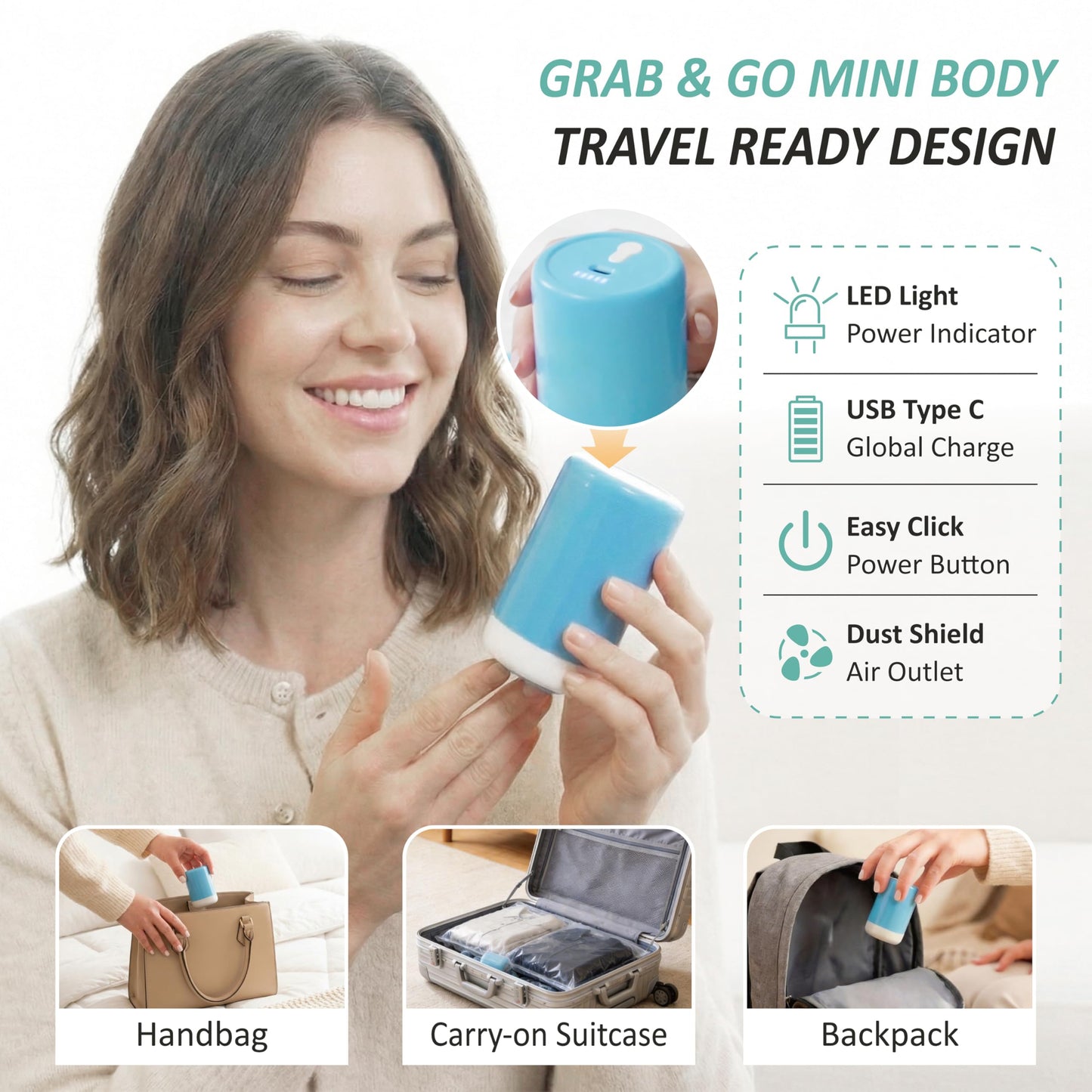 Cozy Essential Travel Vacuum Storage Bags with Rechargeable Cordless USB Pump, Space Saver Bags for Luggage, Suitcase, Carry-On, for Clothes, Blankets, Bedding & Seasonal Storage,8 Combo