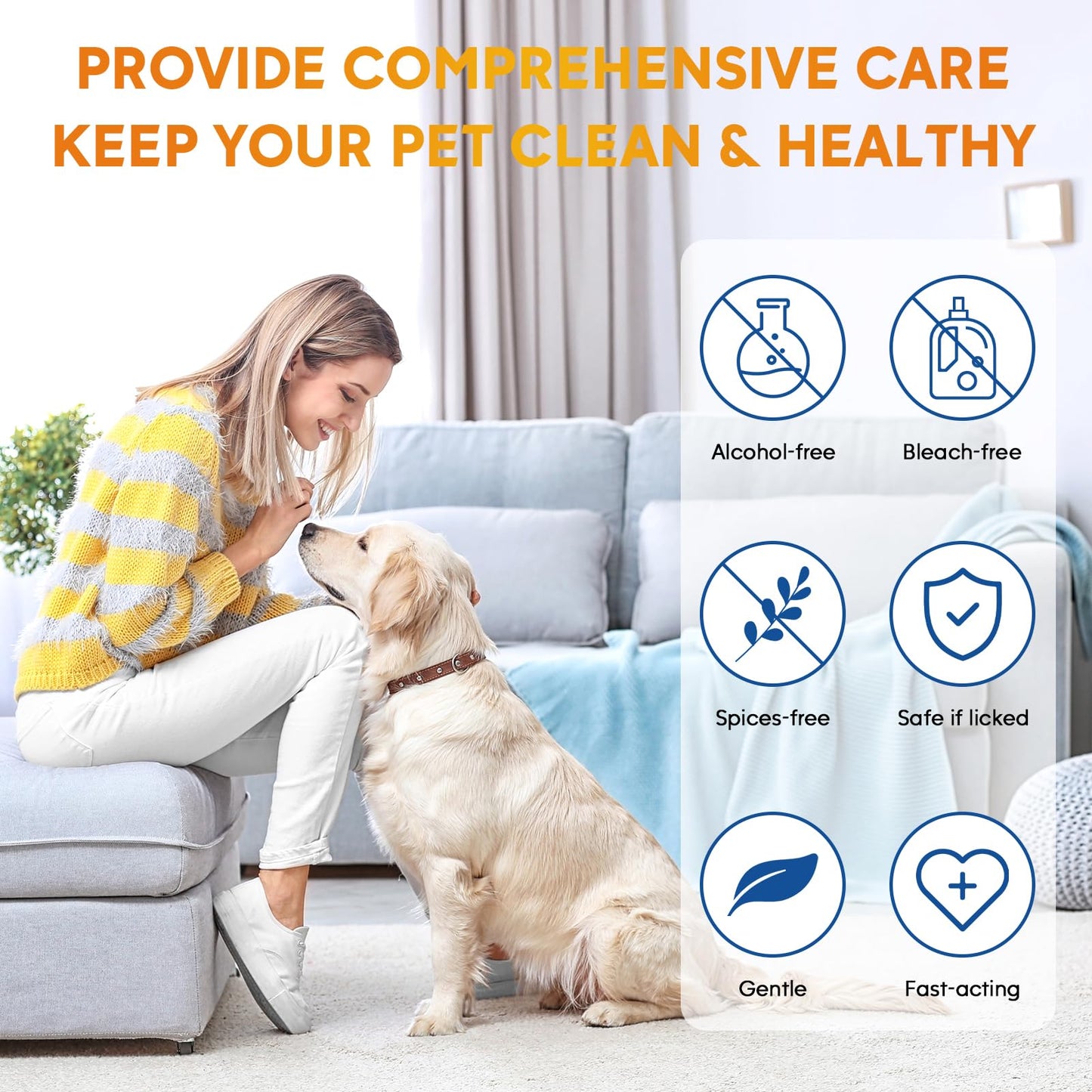 Pjordo Dog Wipes Cleaning Deodorizing, Grooming Wipes & Paw Cleaner, Pet Cleaning Kit for Teeth, Ears, Eyes, Paw, Body, Ear Rinse, Essential Dog Supplies Set