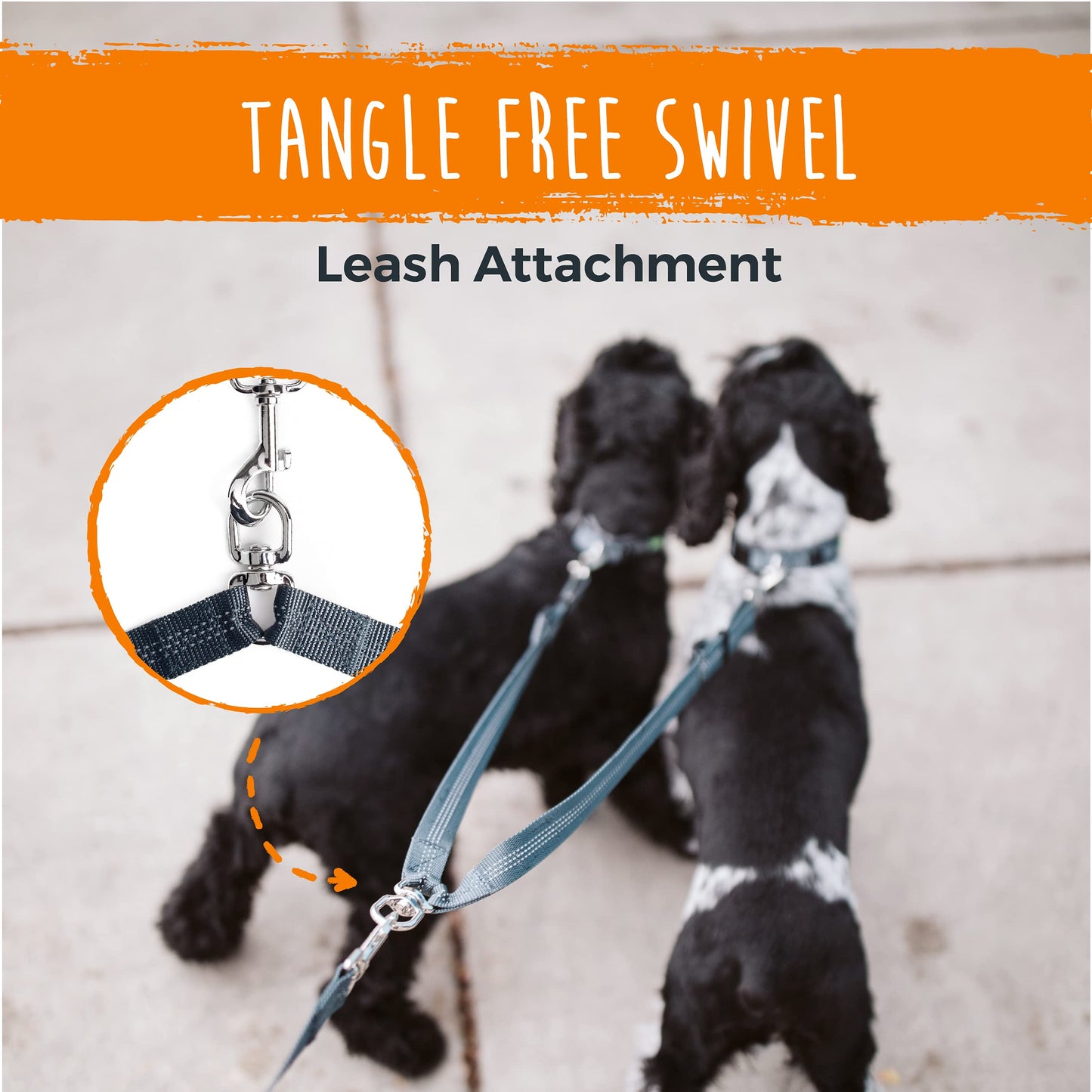 Mighty Paw Double Dog Leash - Double Leash for Two Dogs No Tangle Design. Split Lead for 2 Pets. Adjustable to Fit All Sized Breeds. Reflective Dual Pet Lead Splitter for People with 2 Pups