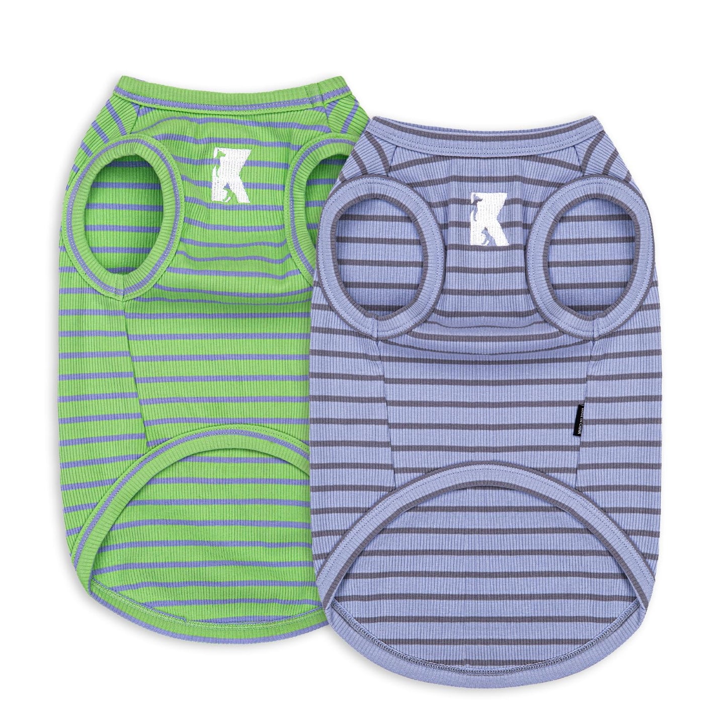 Koneseve Dog Shirts 2 Pack Breathable Sleeveless Vest, Stretchy & Soft, Purple & Vivid Green, Size L