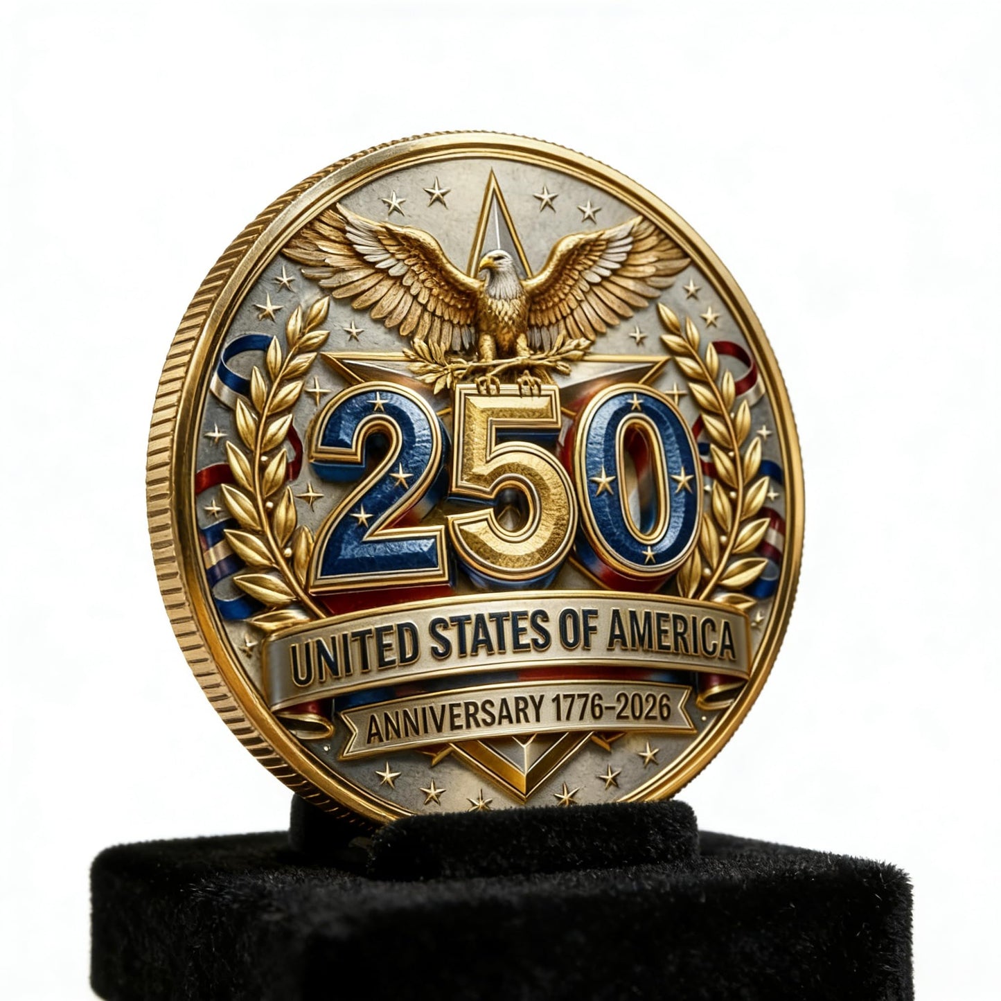 USA 250th Anniversary Coin 1776-2026 3D America 250 Merchandise for Patriotic Celebration 4th of July Independence Day Gifts for Veterans & History Lover