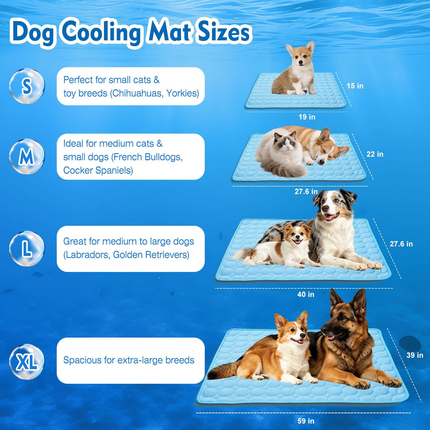 Dog Cooling Mat, Upgraded Arc-Chill Cooling Mat for Dogs Q-Max>0.4, Washable Dog Cooling Pad, Non-Slip Portable Cooling Pad for Dogs, Self-Cooling Bed for Small Medium Large Dogs Cats Indoor Outdoor
