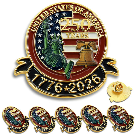 250 Anniversary USA Lapel Pin 10Pcs 1.3inch Enamel US Patriot Collectible Accessories 250 Years Of Freedom 1776-2026 for Patriot's Day Independence Day