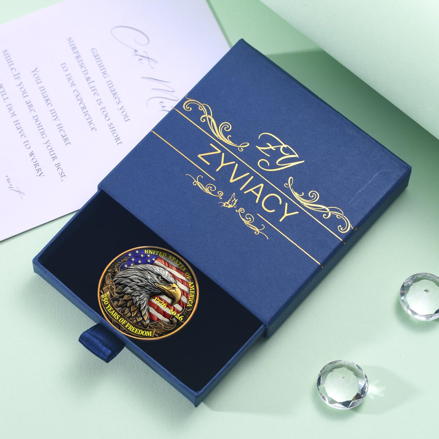 USA 250th Anniversary Commemorative Coin - American Eagle & Patriotic Symbols Collectible - America 250 Merchandise for Celebration & Gifting (1776-2026) (250 Eagle)