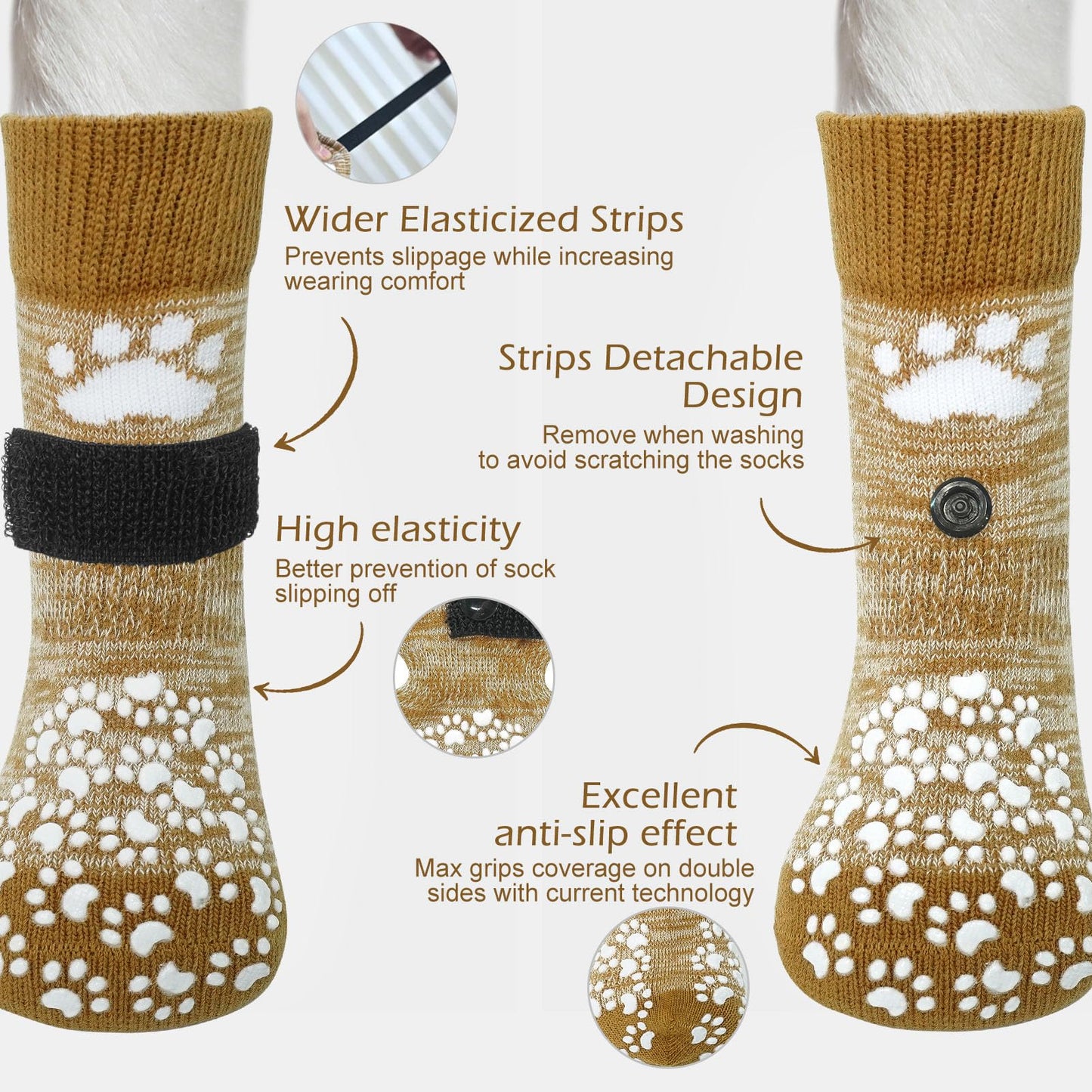 EXPAWLORER Anti Slip Dog Socks to Prevent Licking Paws, Dog Shoes for Hot Pavement, Dog Booties for Small Medium Large Senior Dogs, Traction Control Dog Boots & Paw Protectors for Hardwood Floors