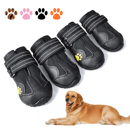 XSY&G Dog Boots,Waterproof Dog Shoes,Dog Booties with Reflective Rugged Anti-Slip Sole and Skid-Proof,Outdoor Dog Shoes for Medium to Large Dogs 4Pcs-Size6