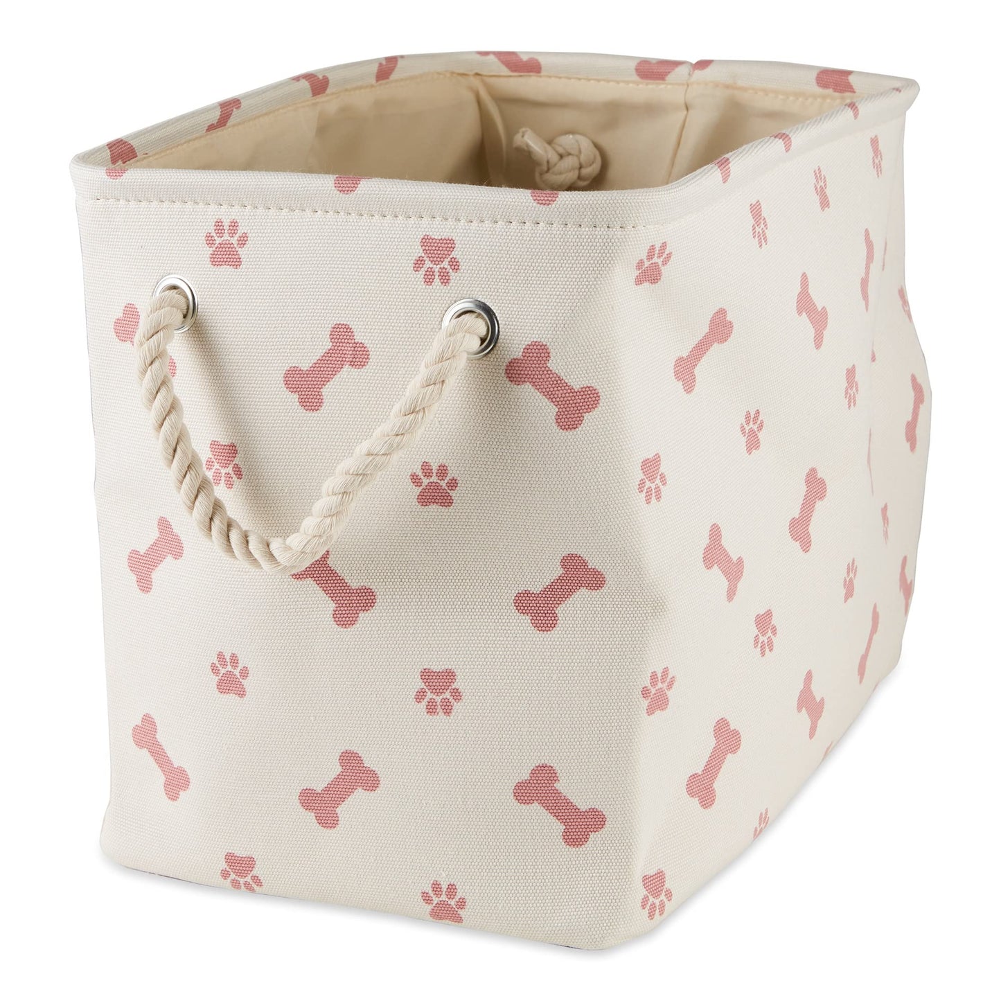 Bone Dry Pet Storage Collection Paw and Bone Print, Small Rectangle, 14x8x9", Rose