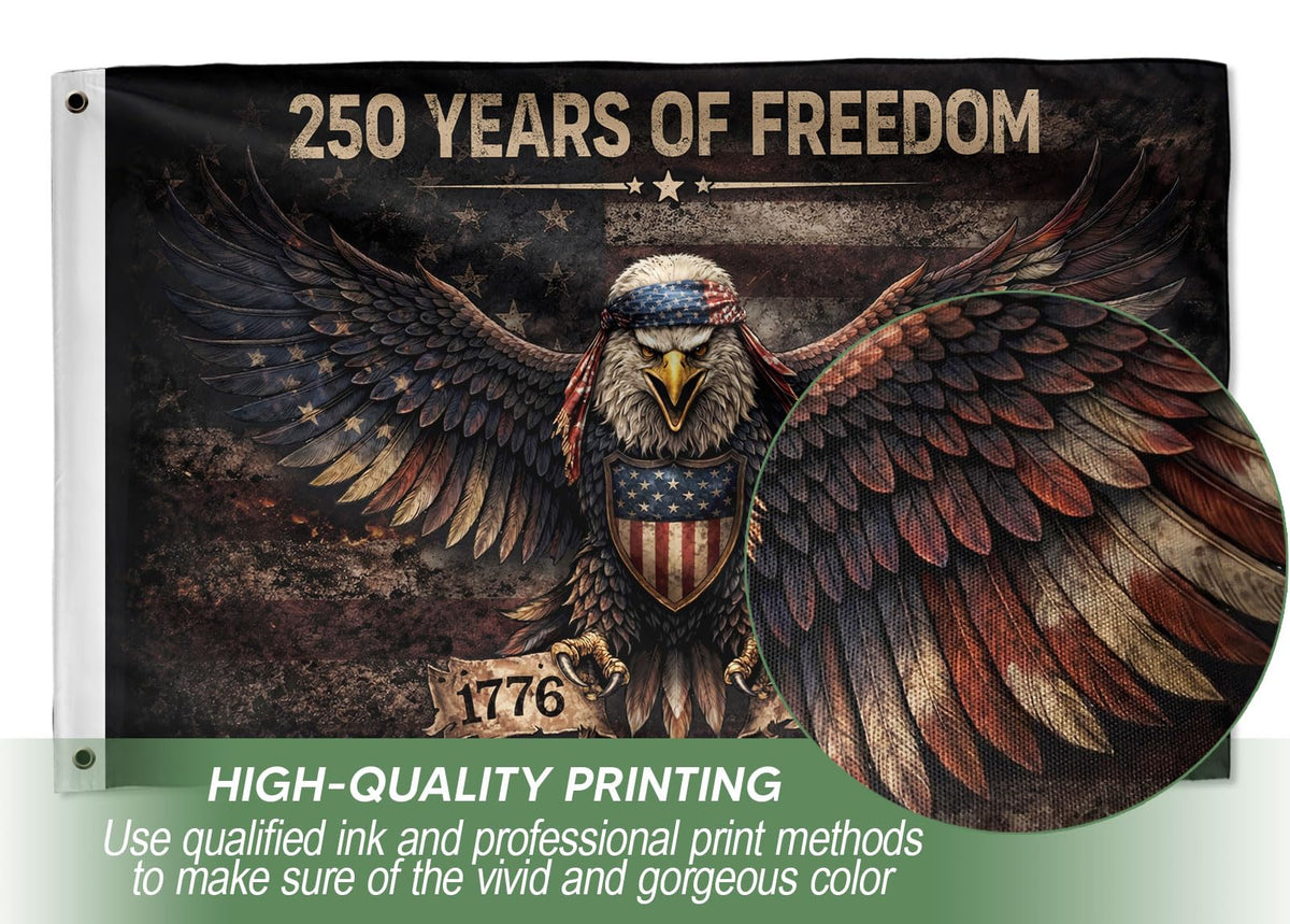 250 Anniversary Usa Flag 3x5 Ft, Printed On Both Sides, 250 Years Of Freedom Flags, American 250th Anniversary Banner, American Flag With Eagle 3