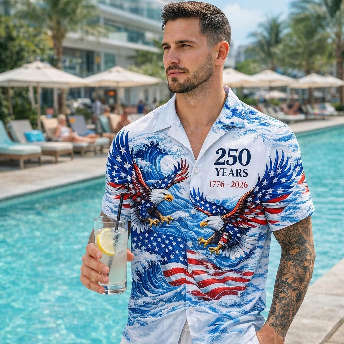 America’s 250th Anniversary Hawaiian Shirt 1776-2026, Custom Patriotic Shirt for Men, Gifts for Independence Day 3