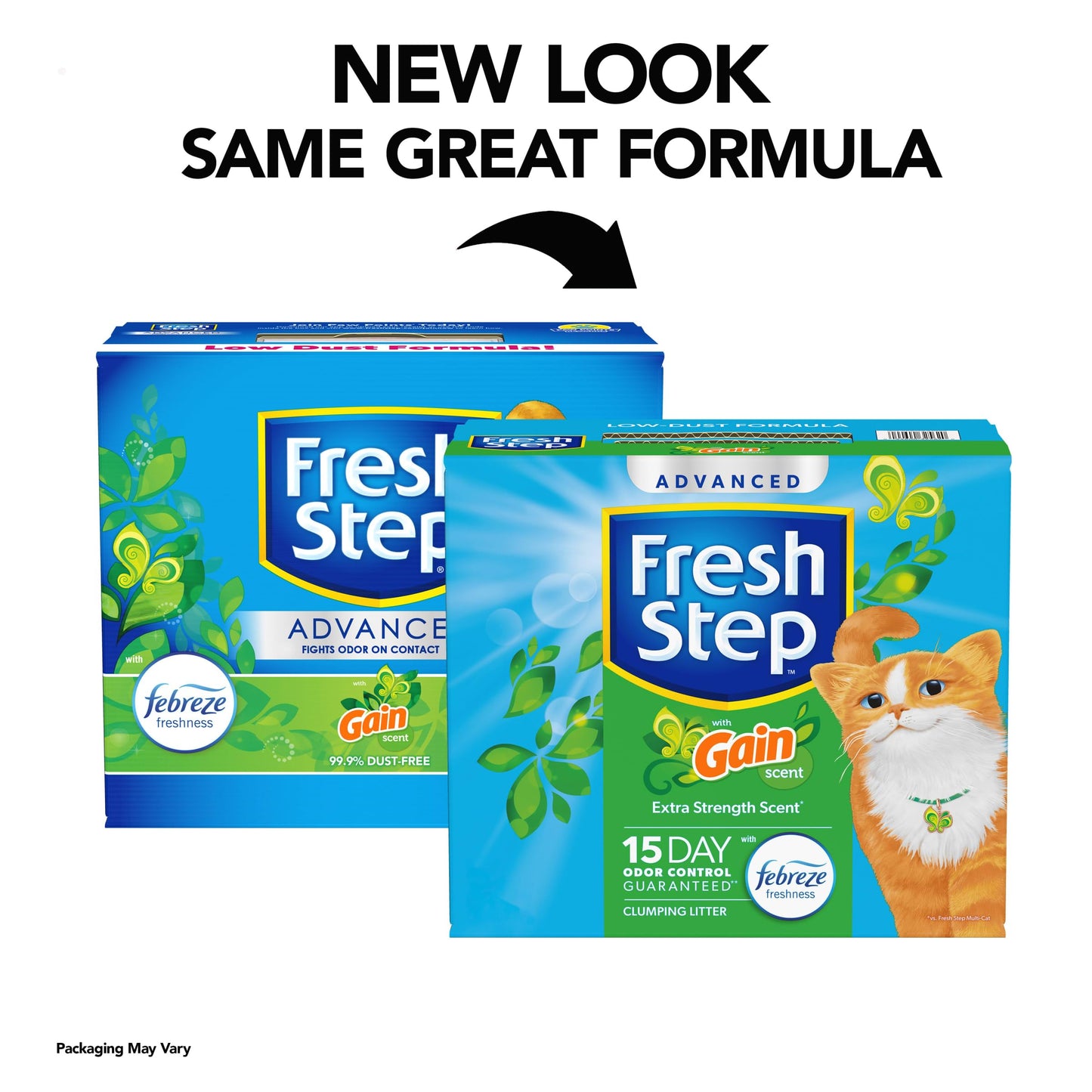 Fresh Step Advanced Clumping Litter with Febreze Freshness with Gain Scent, Fights Odor on Contact, 37 lbs. (2 x 18.5 lb. Box) (Package May Vary)