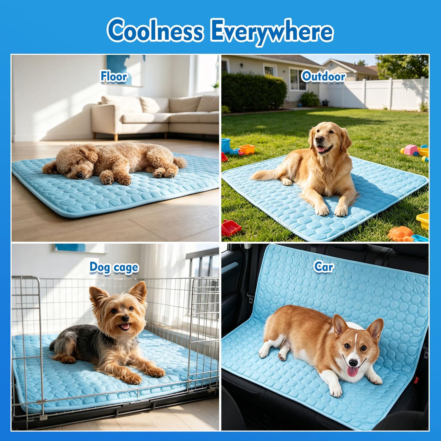 Dog Cooling Mat, Upgraded Arc-Chill Cooling Mat for Dogs Q-Max>0.4, Washable Dog Cooling Pad, Non-Slip Portable Cooling Pad for Dogs, Self-Cooling Bed for Small Medium Large Dogs Cats Indoor Outdoor