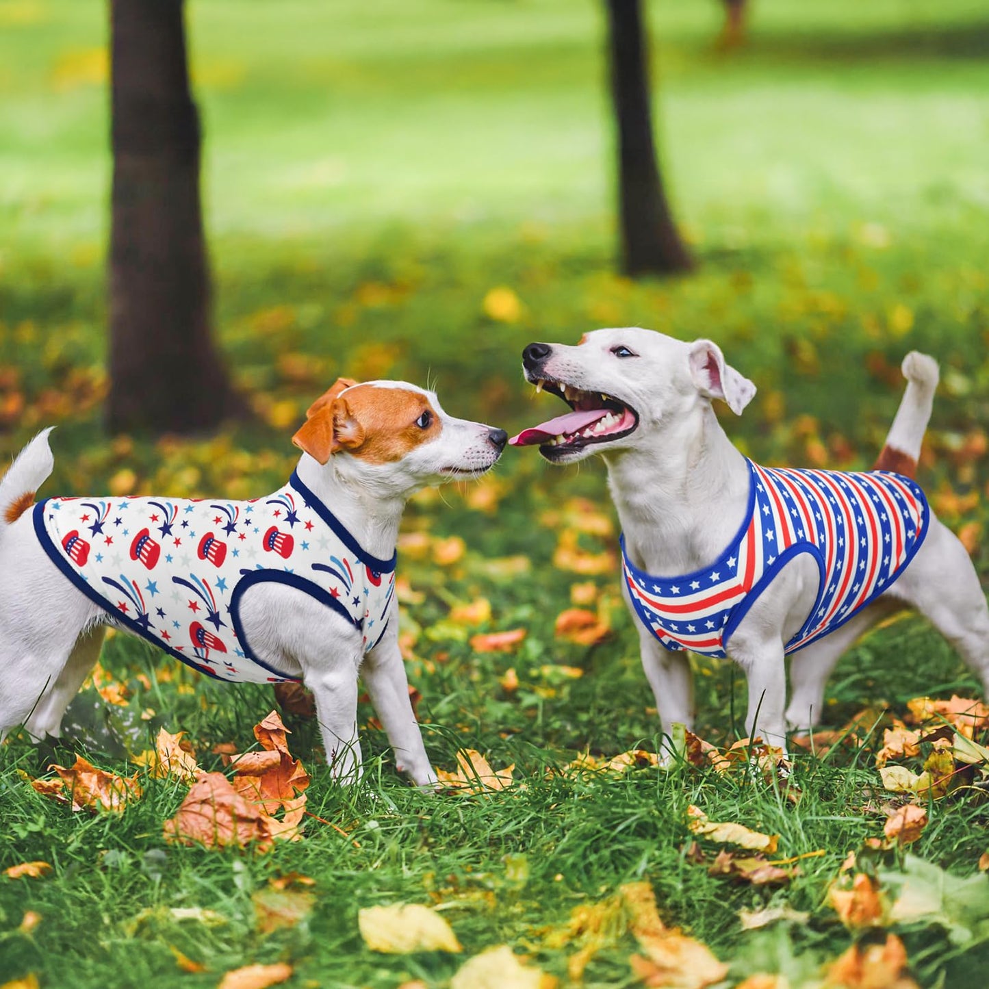 Vehomy 4-Pack Patriotic Dog Tank Tops 4th of July USA Flag Star Stripe Puppy Sleeveless Outfits America 250th Anniversary Pet Shirts for Small Medium Puppy Dogs Cats XS