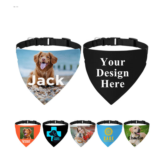 FAMIPAWS Personalized Dog Bandanas with Buckle Name Photo Logo Custom Neckwear Dog Scarf Triangle Bibs Kerchief Pet Costume Accessories for Small Medium Large Dogs Puppy Cat,Medium