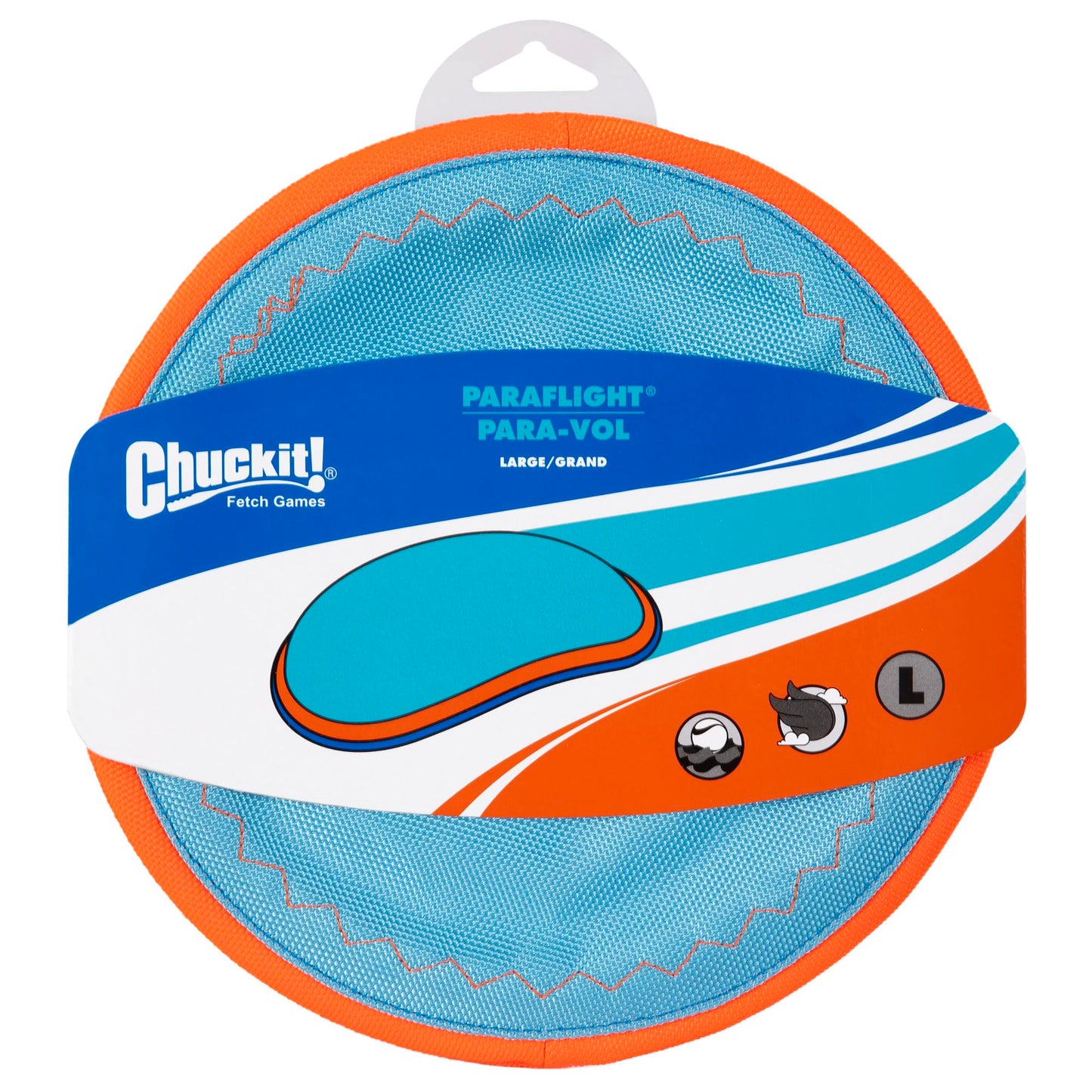 Chuckit! Paraflight Flying Disc Dog Toy - Water Floating Flyer - Durable Nylon Construction with Soft Rubber Edges - For Medium and Large Dogs - Size Large - 9.75" L x 9.75" W - Pack of 1