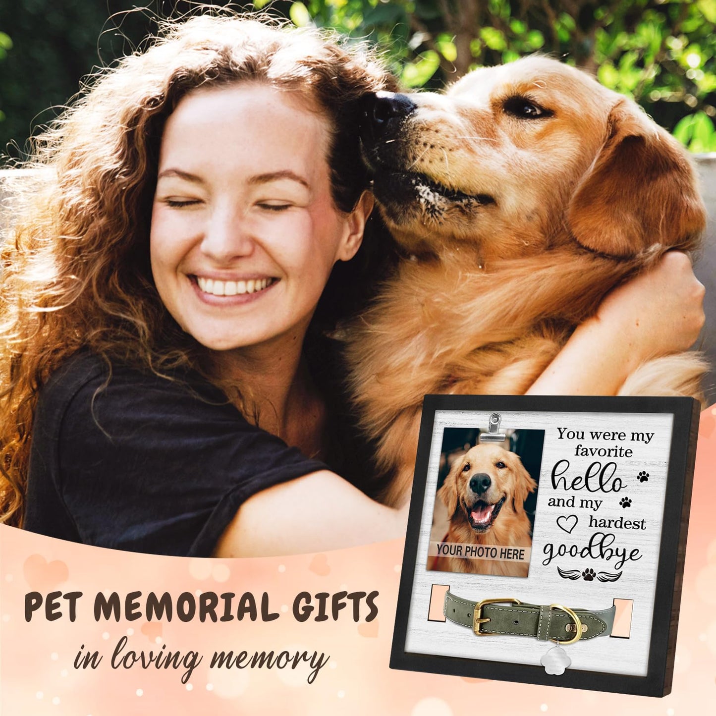 PUREFLY Dog Memorial Gifts for Loss of Dog, Loss of Dogs Sympathy Gift Pet Loss Sympathy Frame with Collar Holder, Pet Cat Remembrance Bereavement Gift