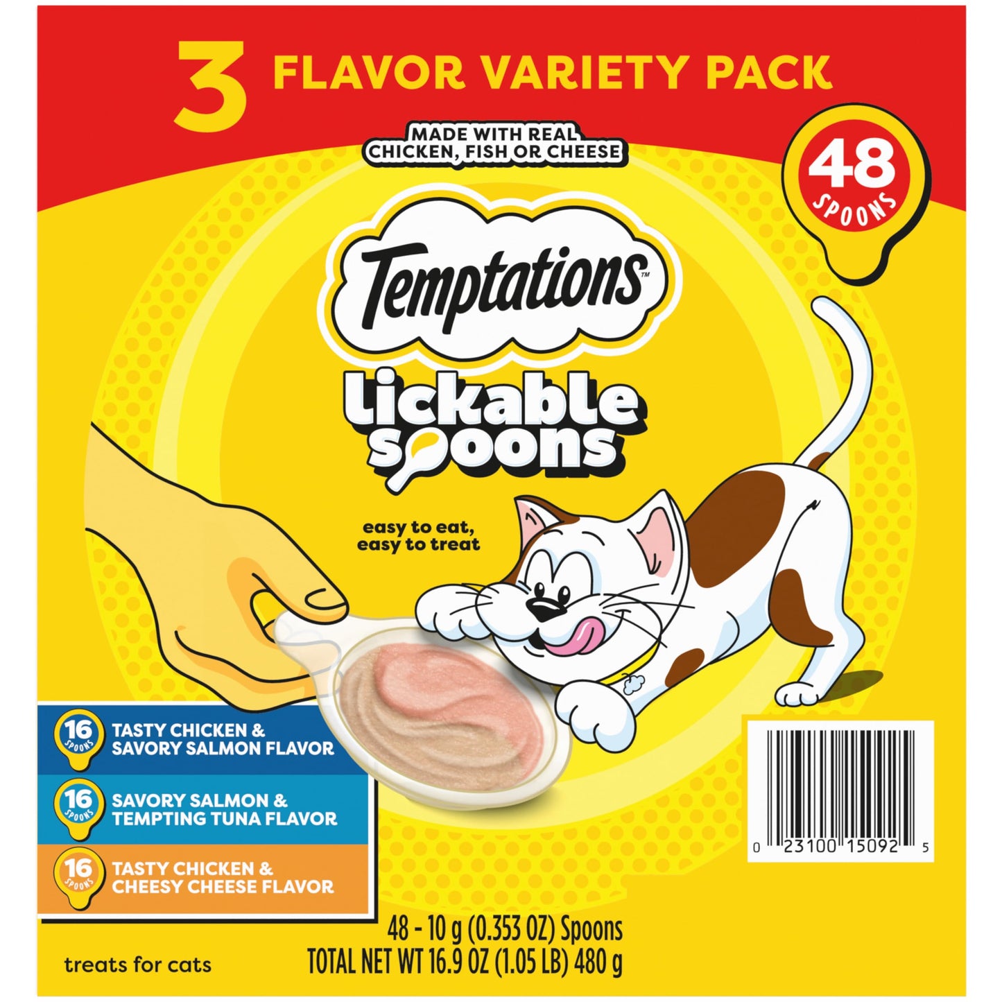 Temptations Lickable Spoons Adult Wet Cat Treat, 10 Grams, Variety Pack, 48 Count