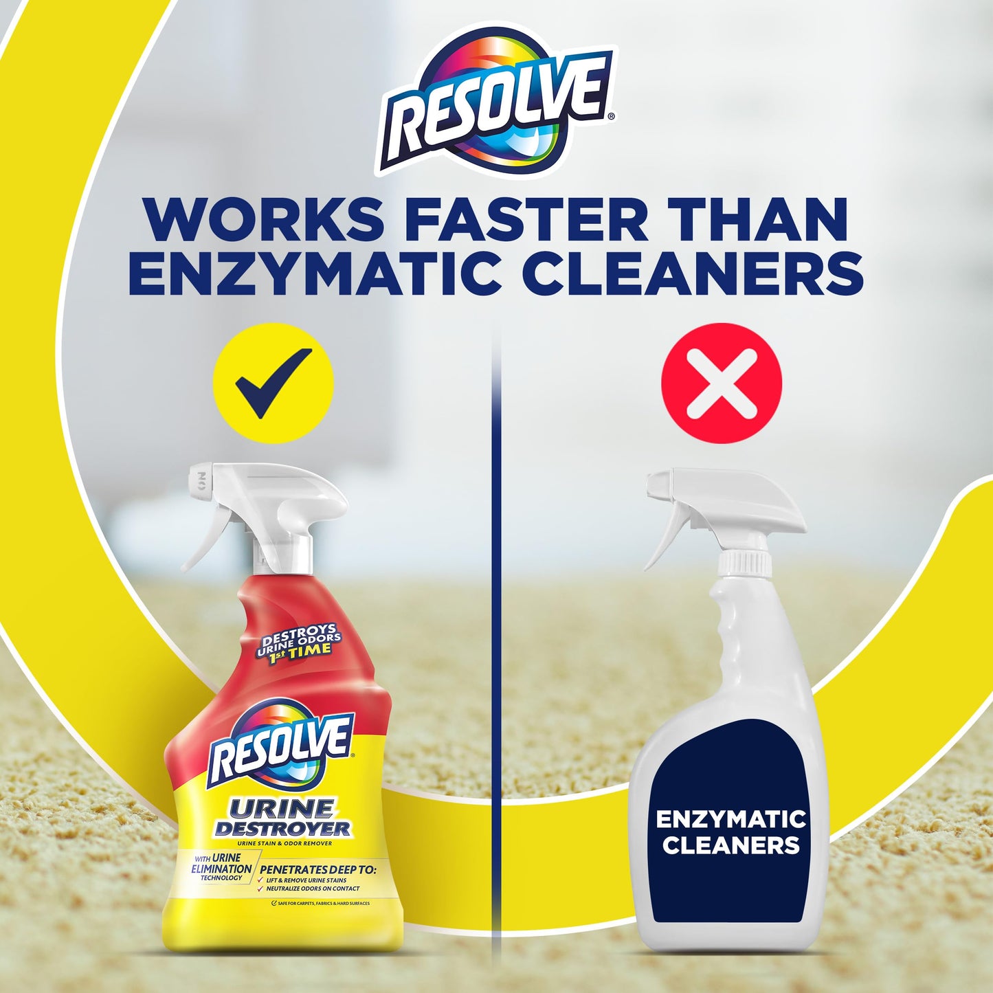 Resolve Urine Destroyer Spray – Pet Stain and Odor Remover, Carpet Cleaner Solution for Cat and Dog Urine, 32 Fl Oz