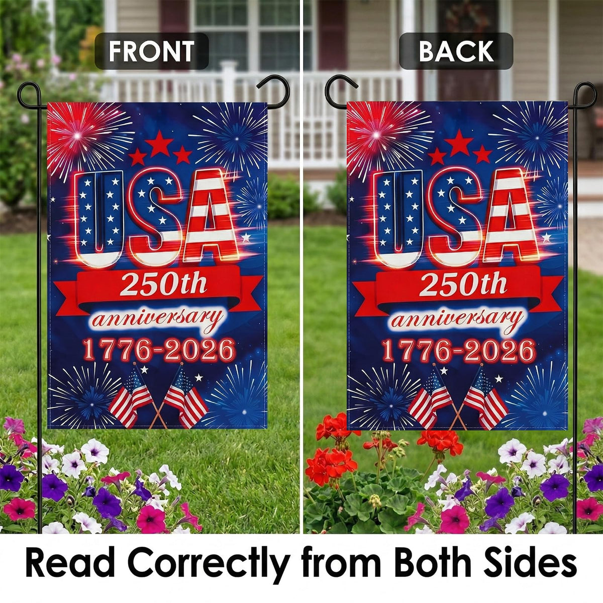 250 Anniversary USA Garden Flag - 250 Years of Freedom Double Sided 3-Ply American Patriotic Flags 1776-2026, UV Protection Fade Resistant 12x18 Inch Yard Flag Commemorative Merchandise for Outdoor Celebration