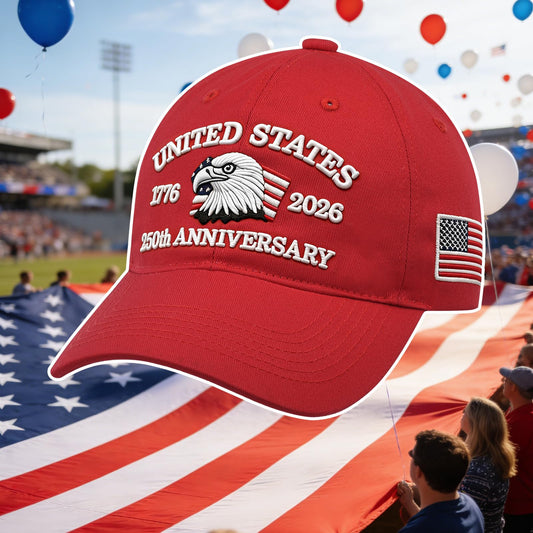 LCZTN 2 Pack 250th Anniversary USA Hat 2026 Patriotic Baseball Cap for Men Women,American 250 Year Anniversary Merchandise (US, Alpha, One Size, Navy Blue ＆ Red)