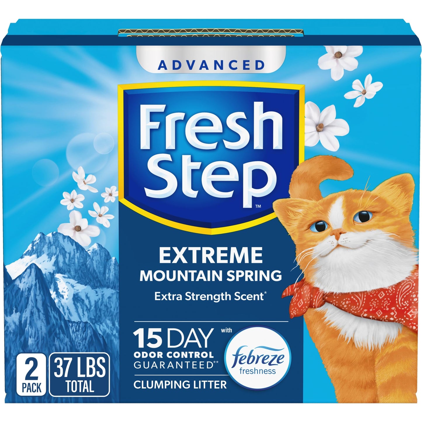 Fresh Step Advanced Extreme Clumping Litter with Febreze Freshness with Mountain Spring Scent, Fights Odor on Contact, 37 lbs. (2 x 18.5 lb. Box)