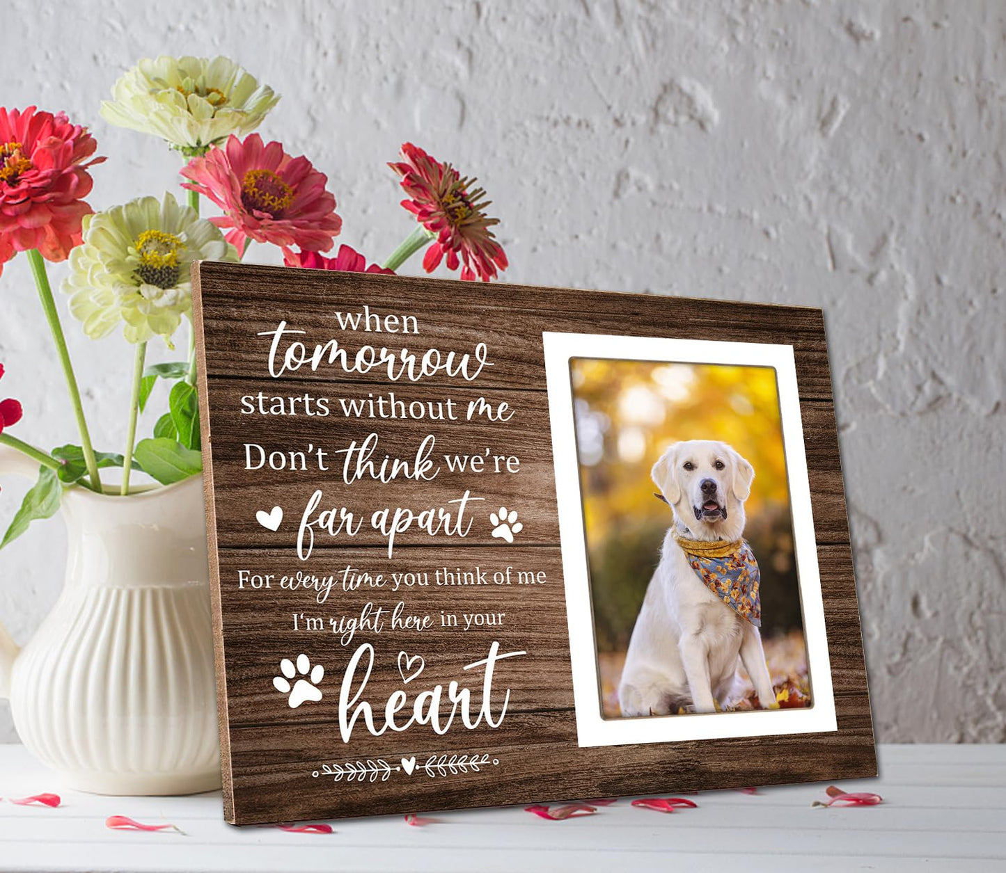 Itsoly Pet Memorial Picture Frame, Pet Dog Memorial Picture Frame, Pet Cat Photo Frame, Photo Frame Gift for Dog Owners Sympathy for Loss of Pets Photo 4x6Inch12P039